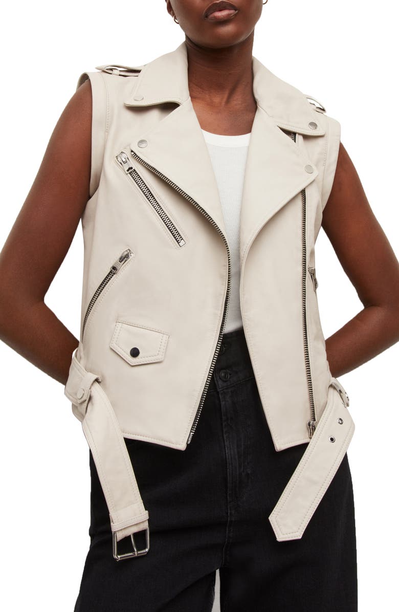 AllSaints Morgan Convertible Leather Biker Jacket, Alternate, color, 