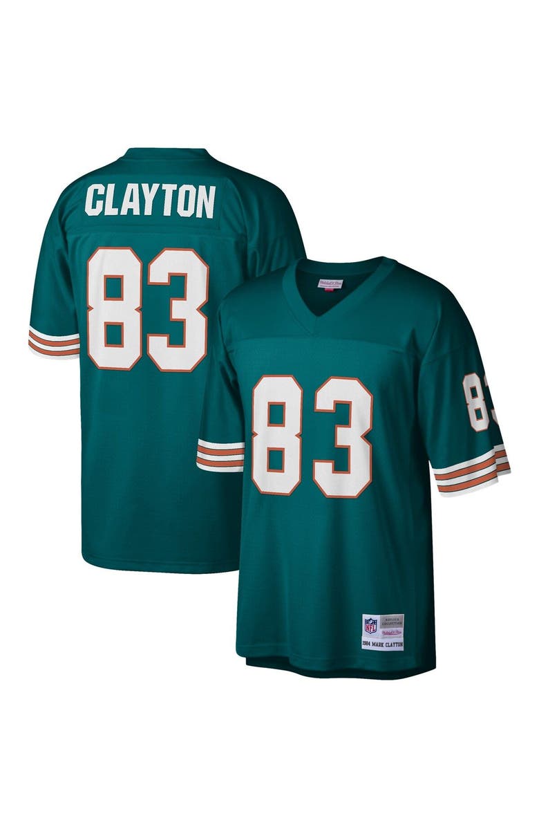 Mitchell & Ness Men's Mitchell & Ness Mark Clayton Aqua Miami Dolphins 1984 Legacy Replica Jersey, Main, color, 