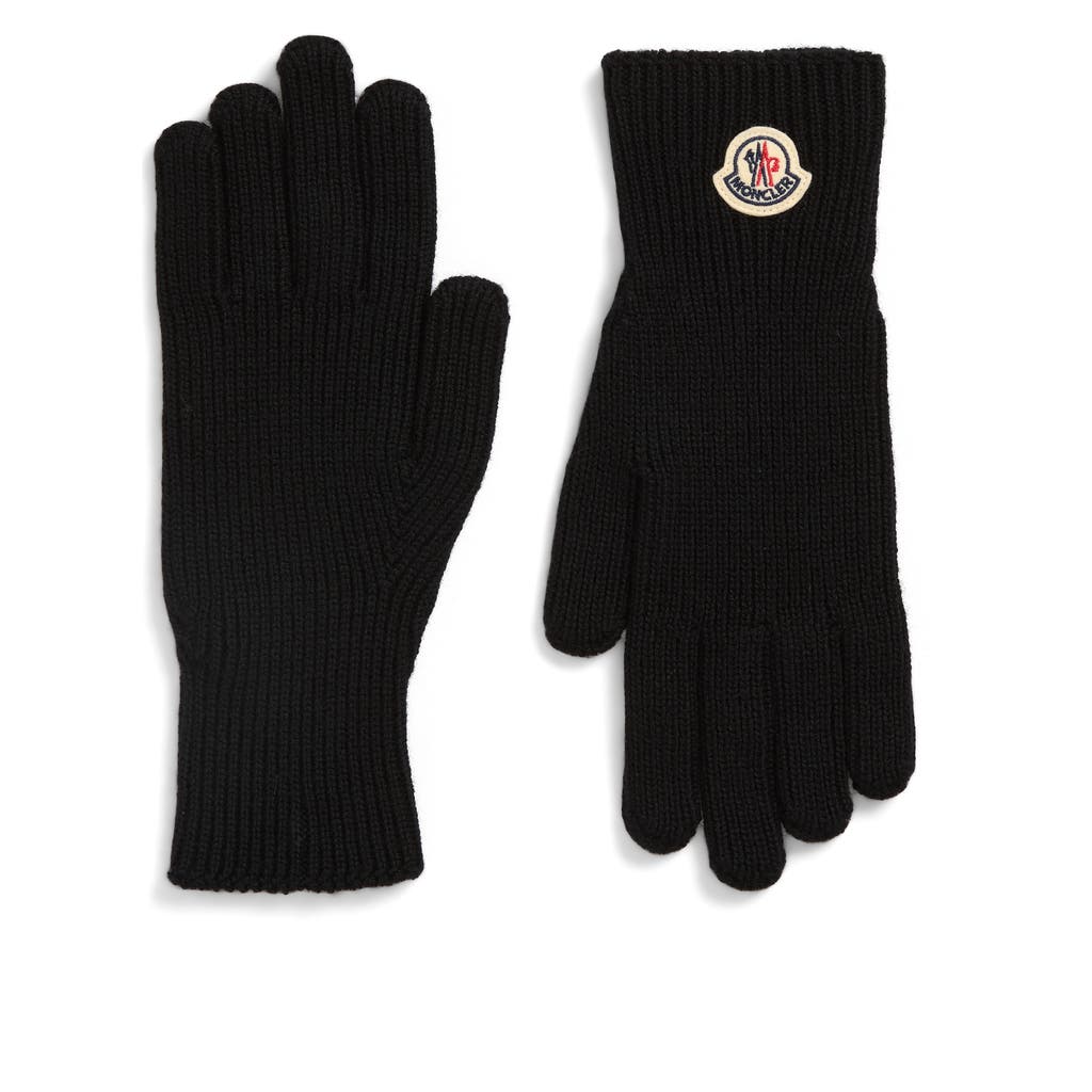 Moncler Virgin Wool Gloves In Black