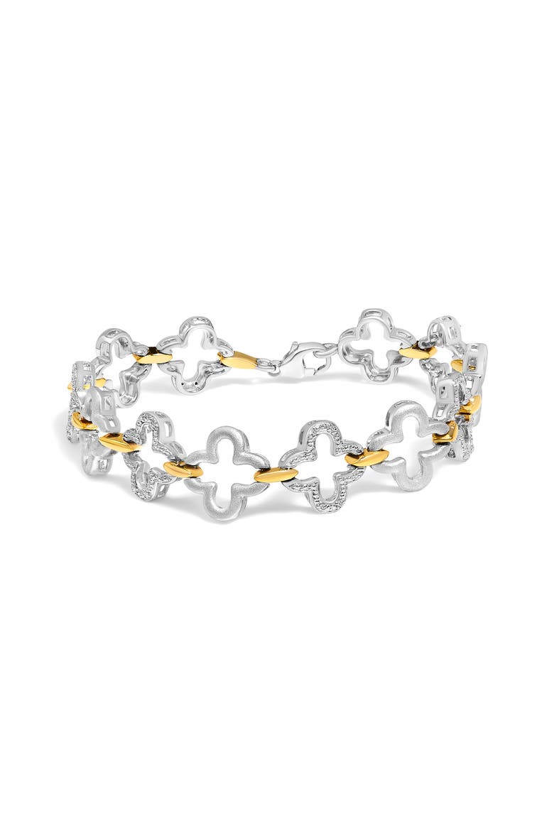 Silver 1/10 Cttw Natural Round Diamond Fashion Tennis Bracelet, Main, color, Yellow