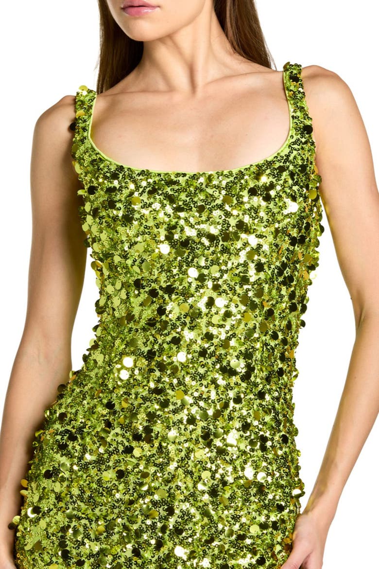 Sleeveless Sequin Paillette Column Gown, Alternate, color, Apple Green
