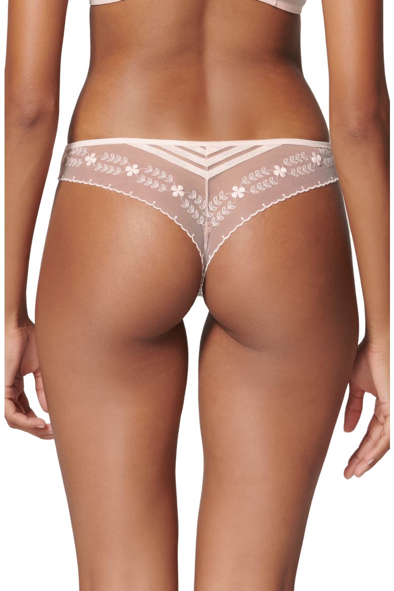 Marthe Embroidered Mesh Tanga, Alternate, color, PETAL POWDER