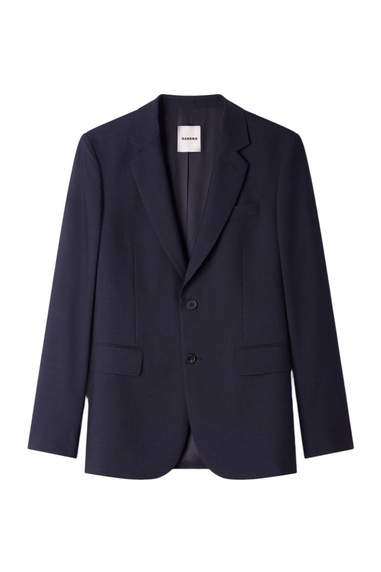 Virgin wool suit jacket, Alternate, color, Navy blue