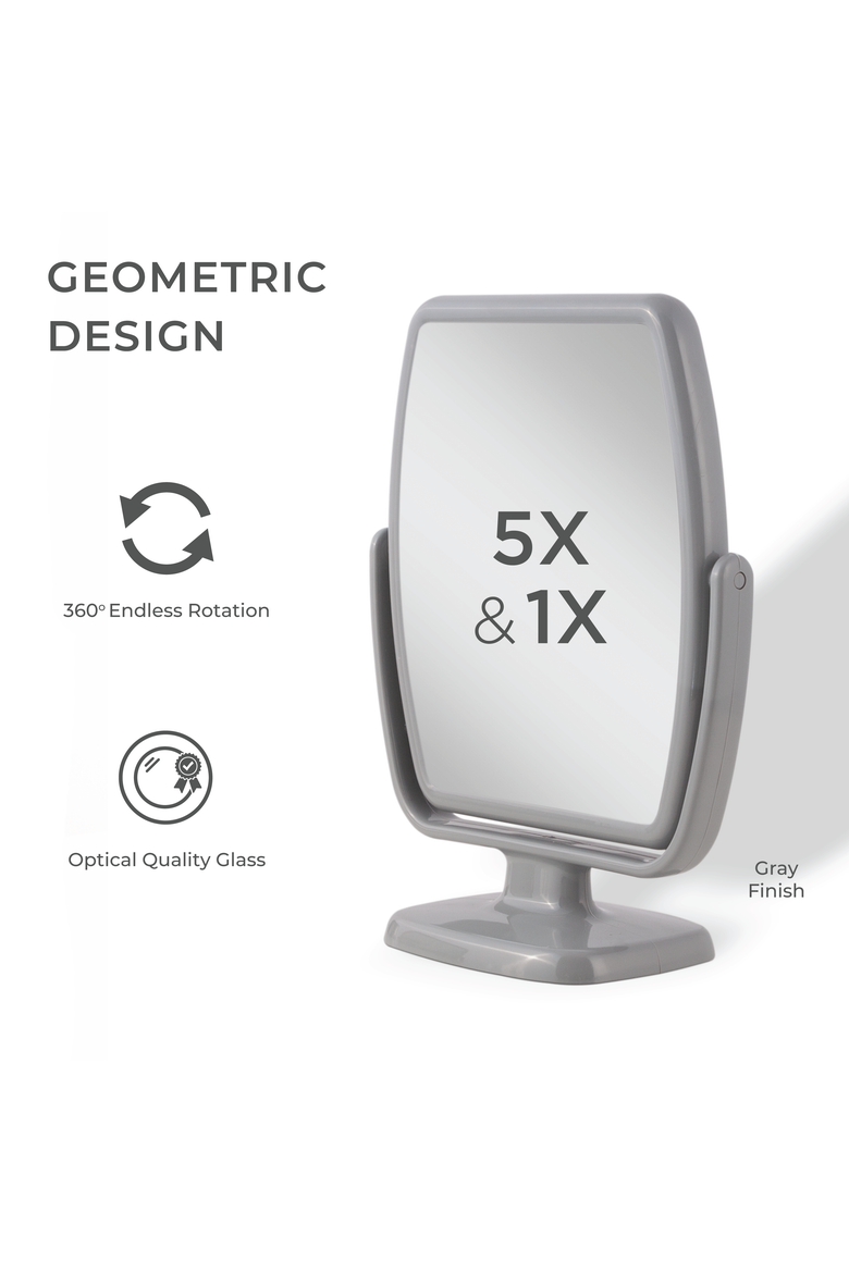 Geo Makeup Mirror with Magnification, Alternate, color, Gray