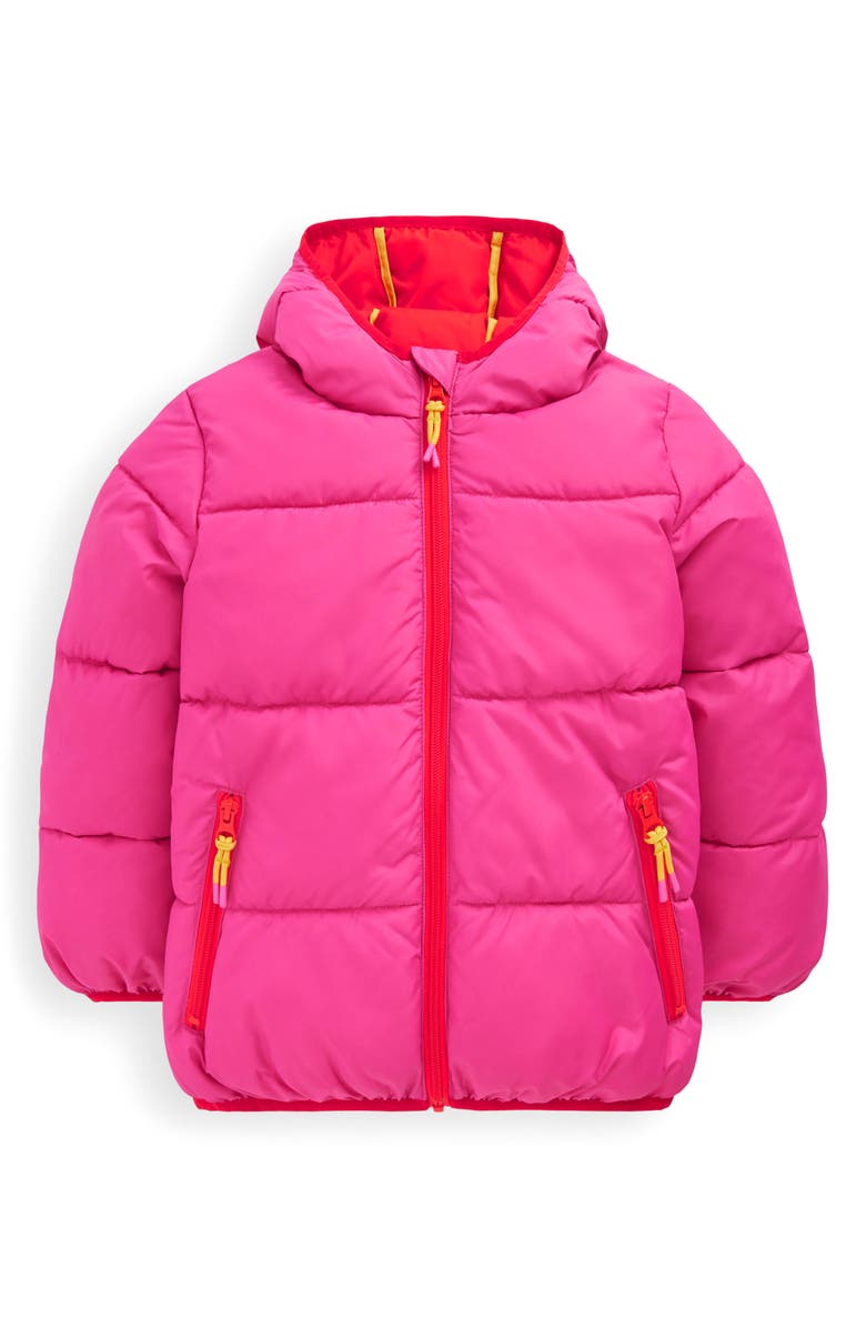 Mini Boden Kids' Wow Quilted Puffer Coat, Main, color, Pink Sun Wave