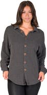24seven Comfort Apparel Ribbed Button Up Long Sleeve Collared Shirt Jacket