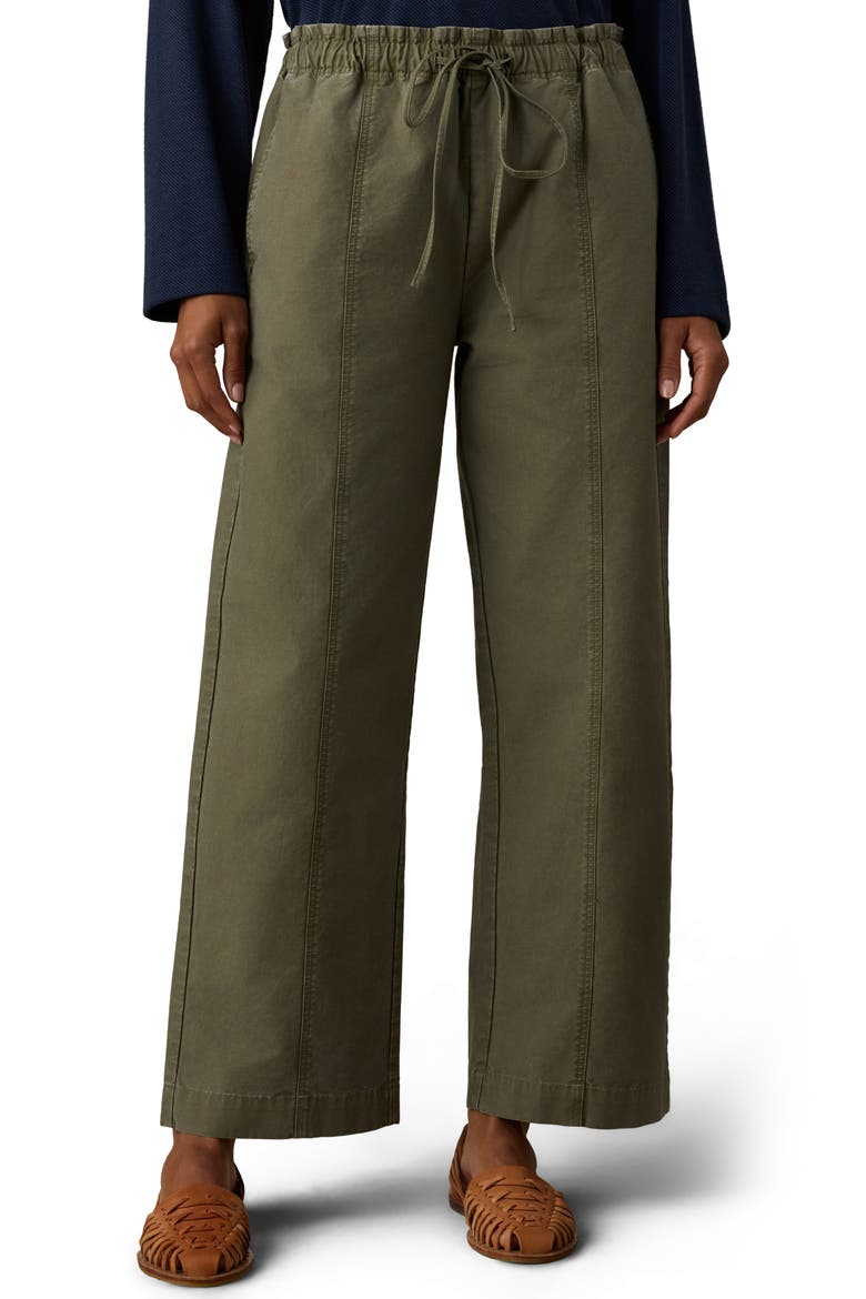 Organic Cotton Twill Drawstring Wide Leg Pants, Main, color, OLIVE