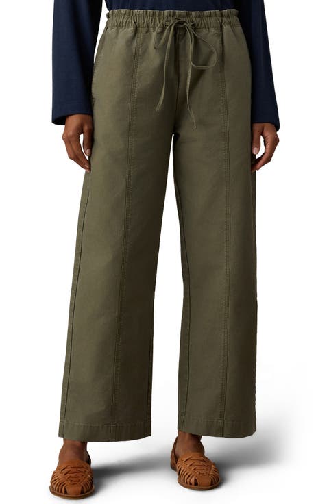 Organic Cotton Twill Drawstring Wide Leg Pants