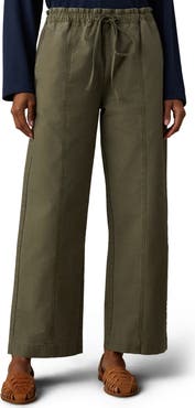 Faherty Organic Cotton Twill Drawstring Wide Leg Pants