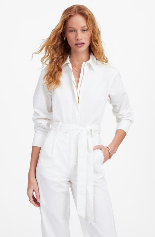 Madewell Utility Coverall Straight Leg Jumpsuit In White