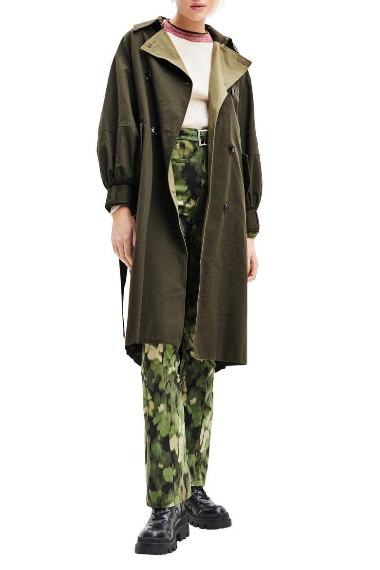 Trek Trench Coat, Main, color, GREEN