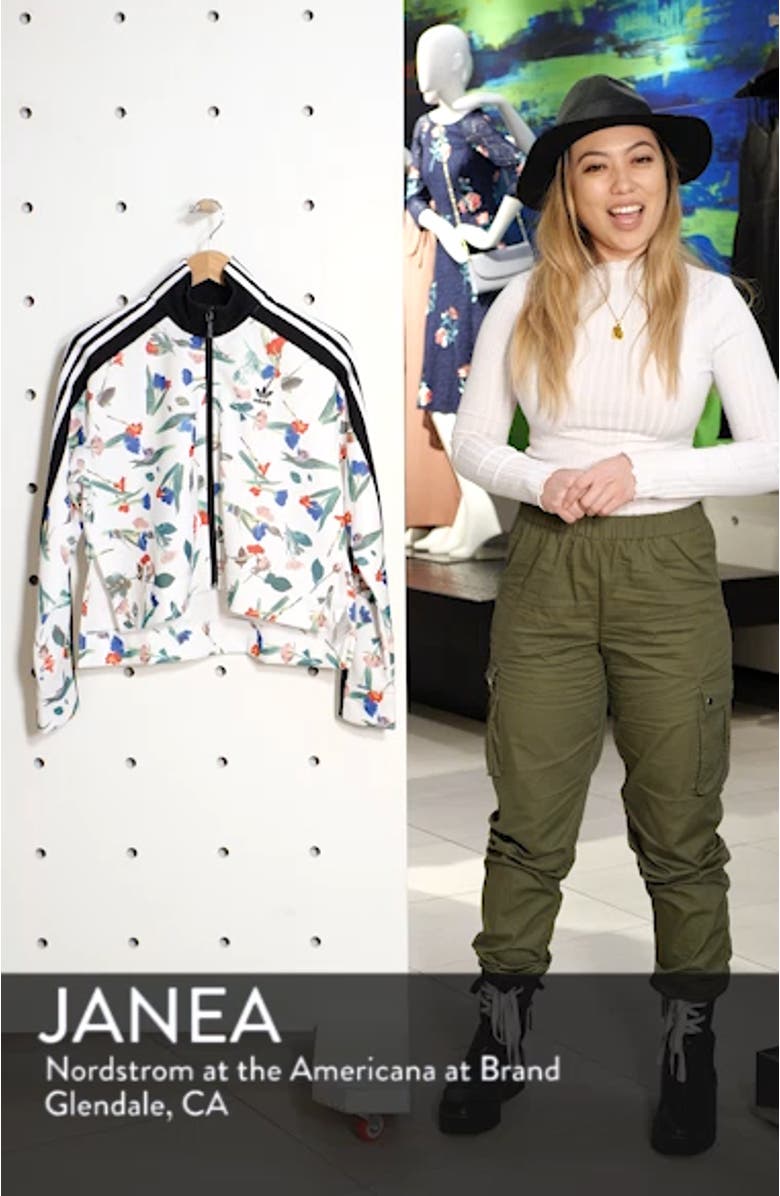 Floral Print Crop Track Jacket, sales video thumbnail