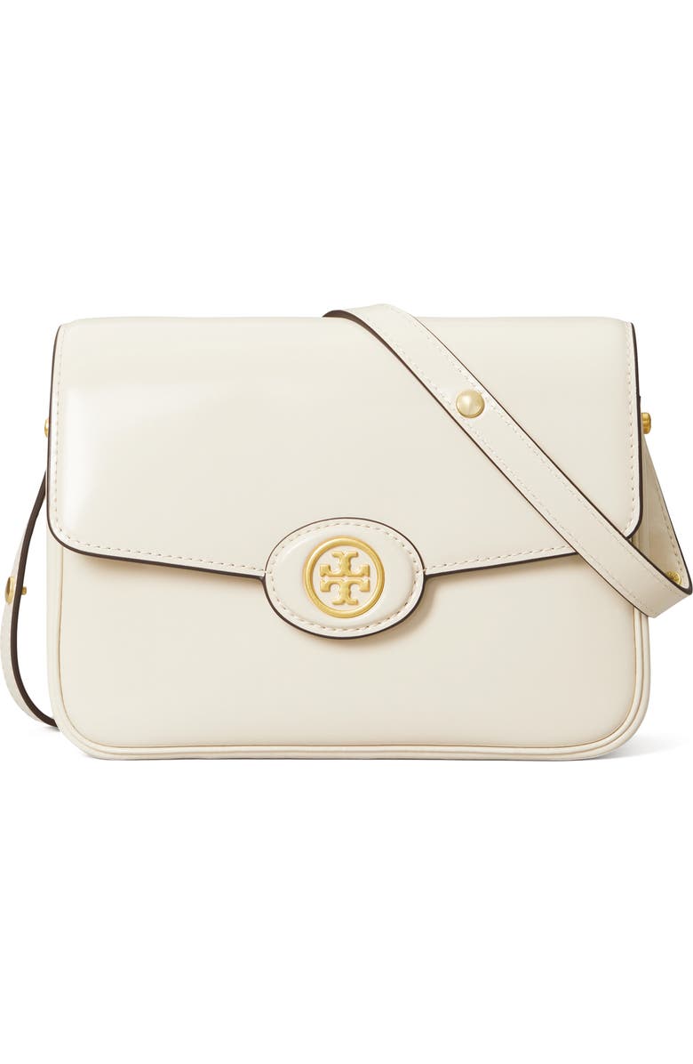 Tory Burch Robinson Spazzolato Leather Shoulder Bag, Main, color, Shea Butter