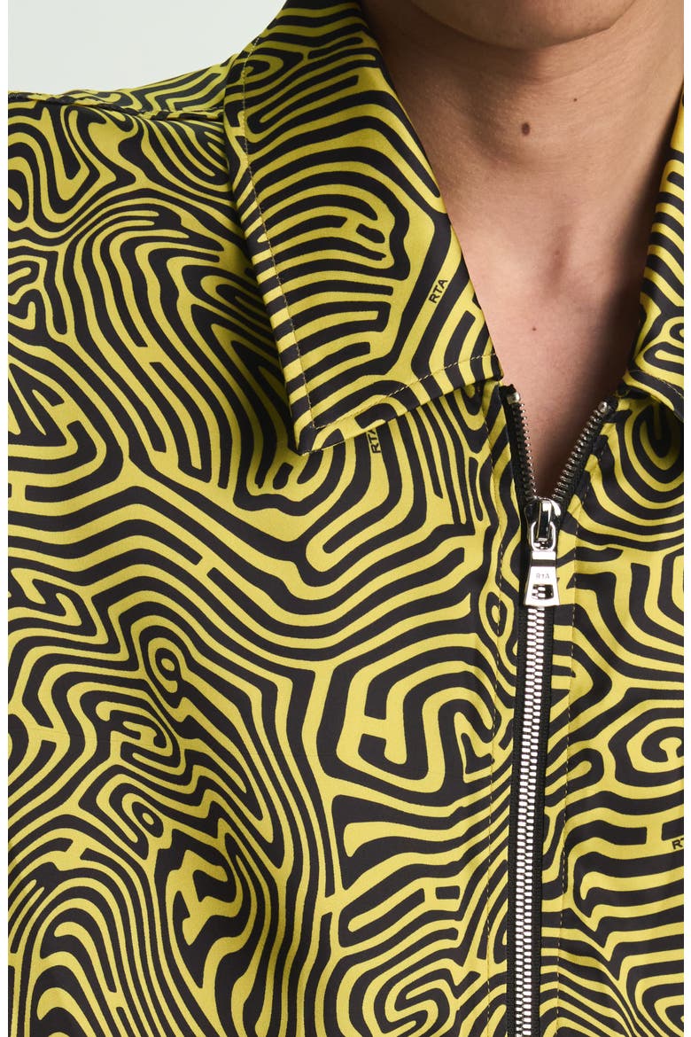Zeno Topography Short Sleeve Zip-Up Shirt, Alternate, color, BLACK TOPOGRAPHY
