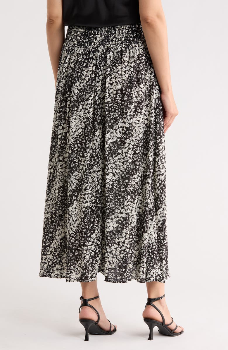 Renee C Smocked Waist Midi Skirt, Alternate, color, Black