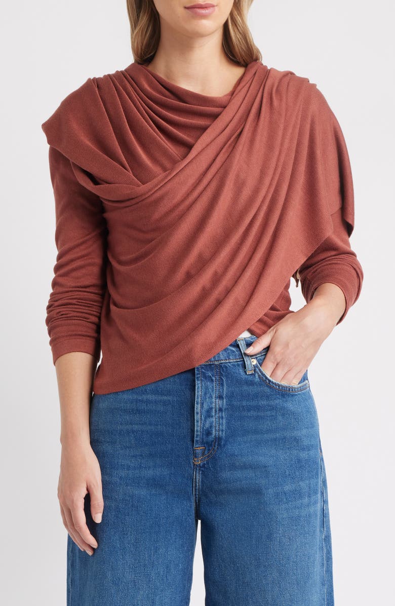 Dai Moda Cat Wrap Sweater Shawl, Alternate, color, Copper