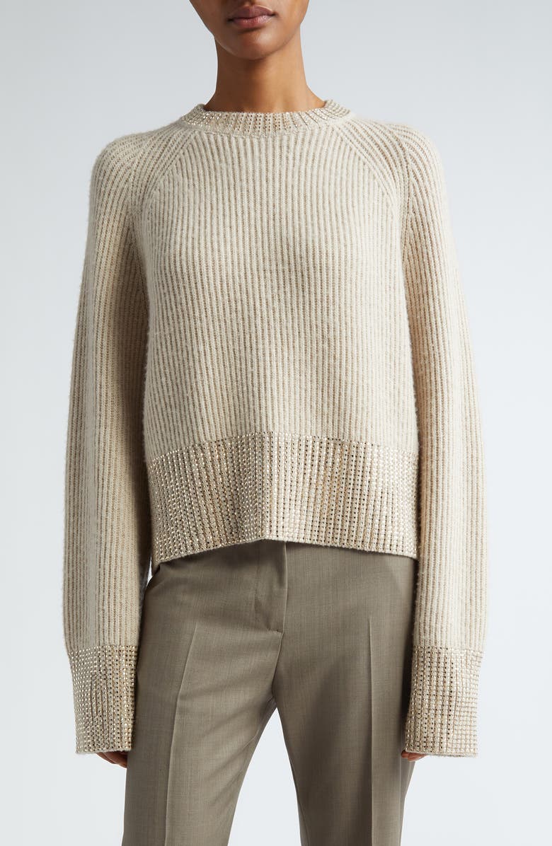 Golden Goose Journey Crystal Wool Rib Sweater, Main, color, 