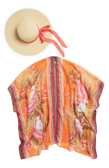 Vince Camuto Parrot Topper & Hat Set In Orange Multi