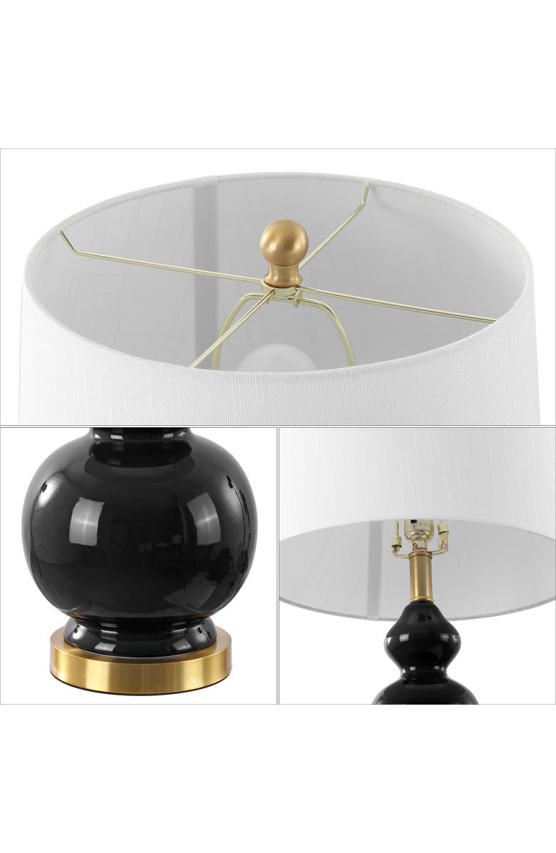 JONATHAN Y Bowen 27.5" Contemporary Transitional Ceramic Gourd LED Table Lamp, Alternate, color, Black