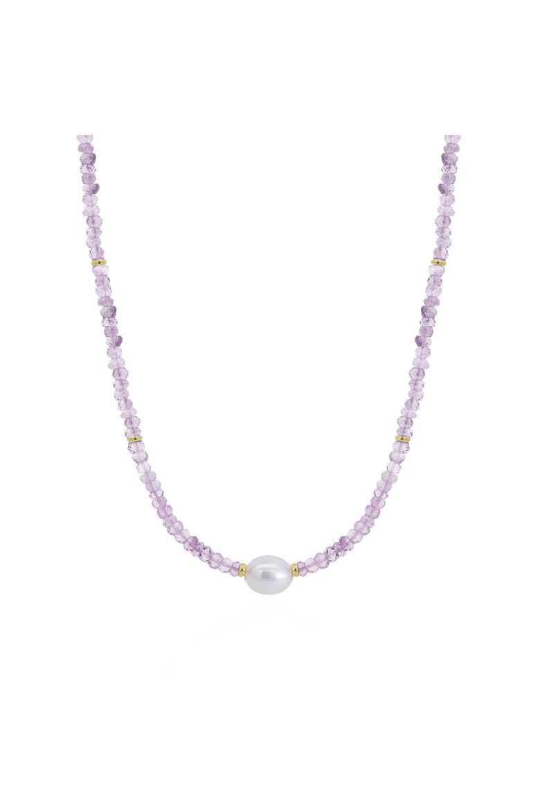 Pink Amethyst Bead Pearl Necklace, Main, color, Pink