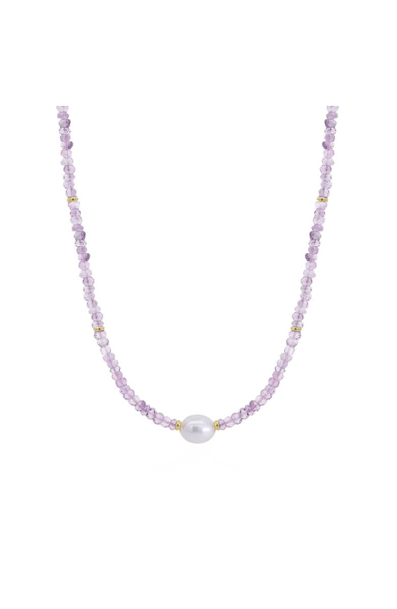 The Lovery Fine Jewelry Pink Amethyst Bead Pearl Necklace, Main, color, Pink