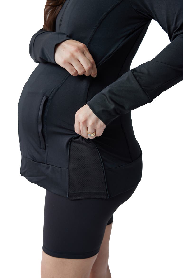 Active Side Zip Maternity Jacket, Alternate, color, BLACK