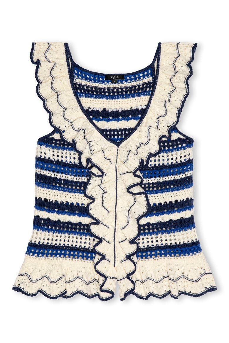 Luci Ruffle Trim Knit Tank, Alternate, color, CRETE STRIPE