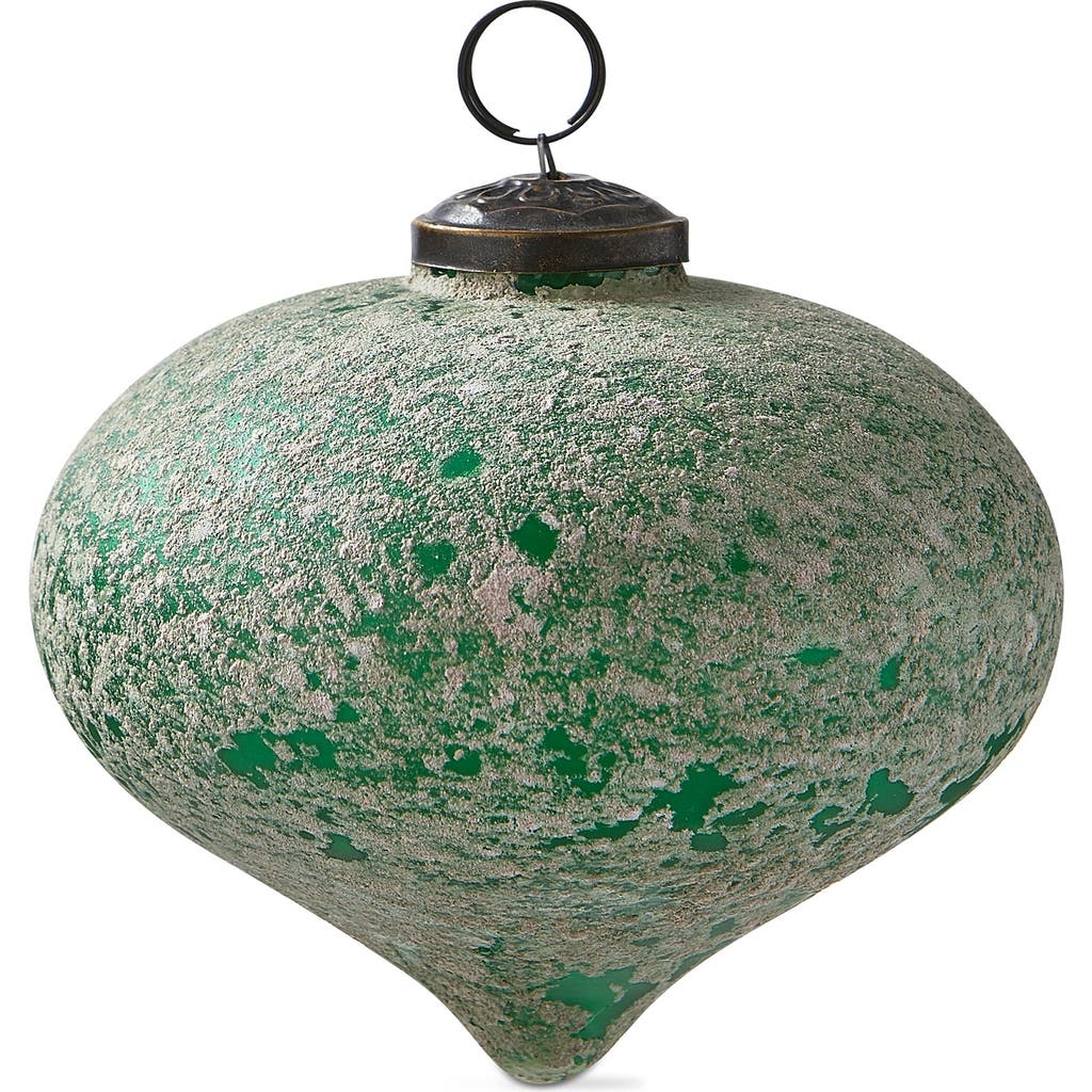Tag Antiqued Dark Green Glass Drop Ornament For Christmas Tree In Green
