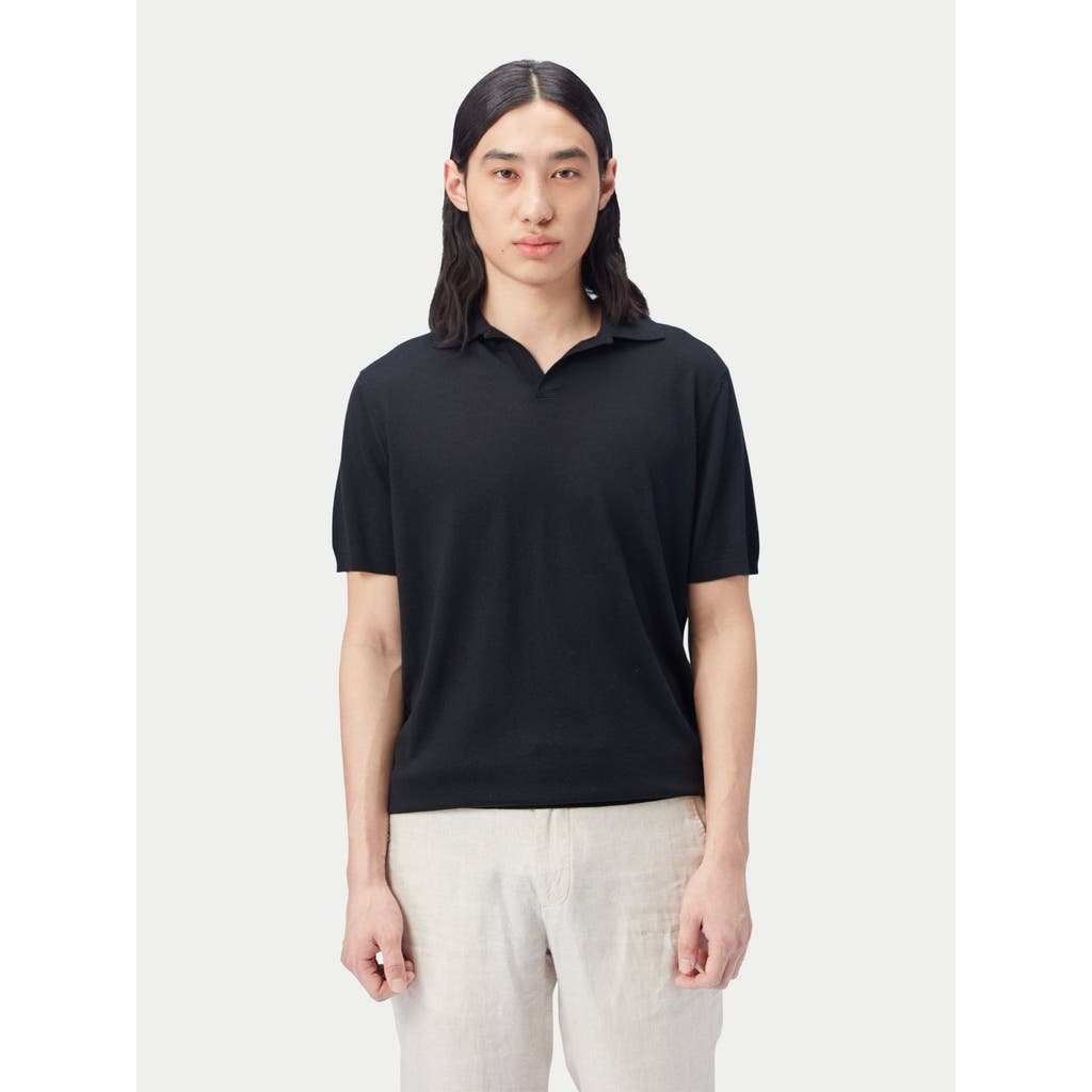 Gobi Mongolian Cashmere Silk Cashmere Polo Shirt In Black