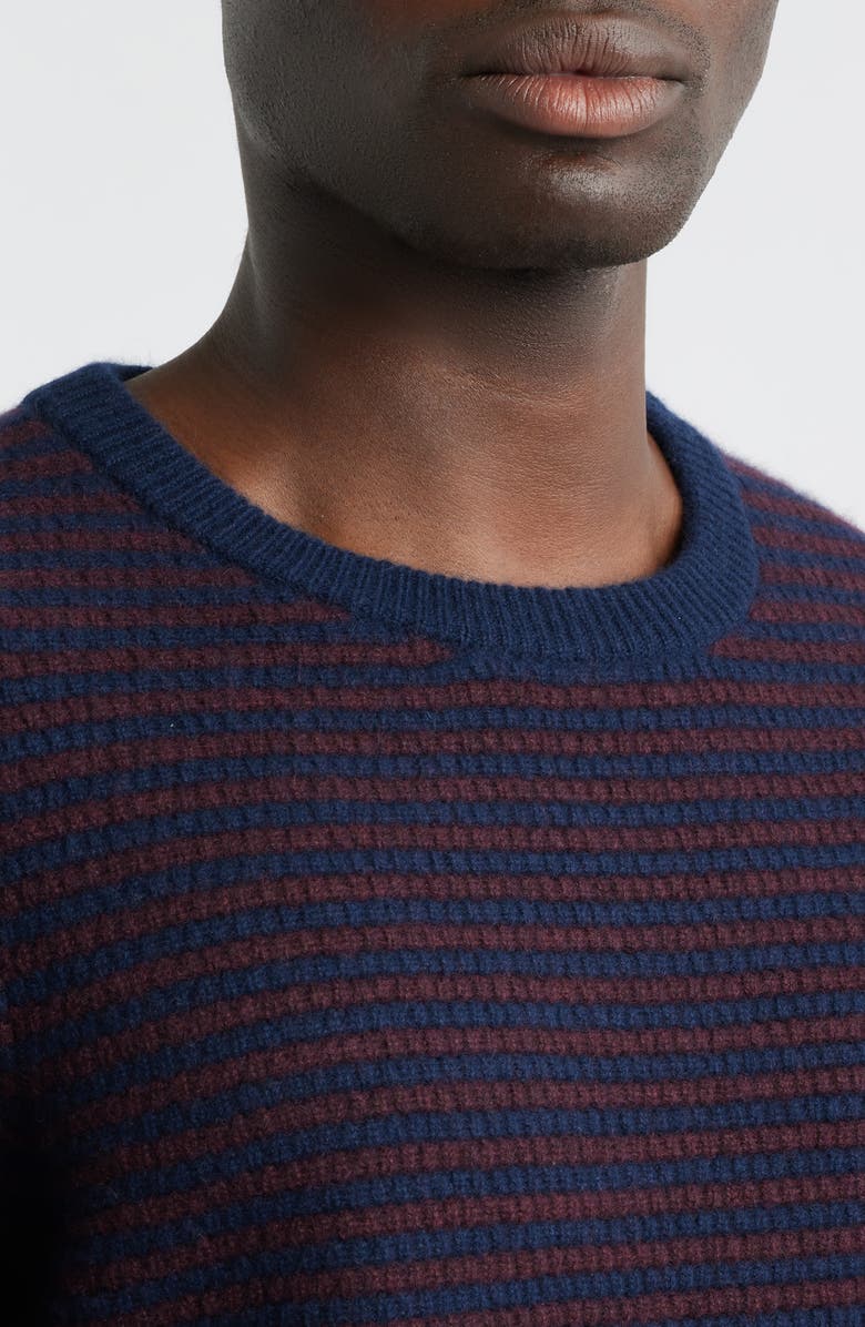 Nordstrom Stripe Cashmere Sweater, Alternate, color, Burgundy/ Navy Heather