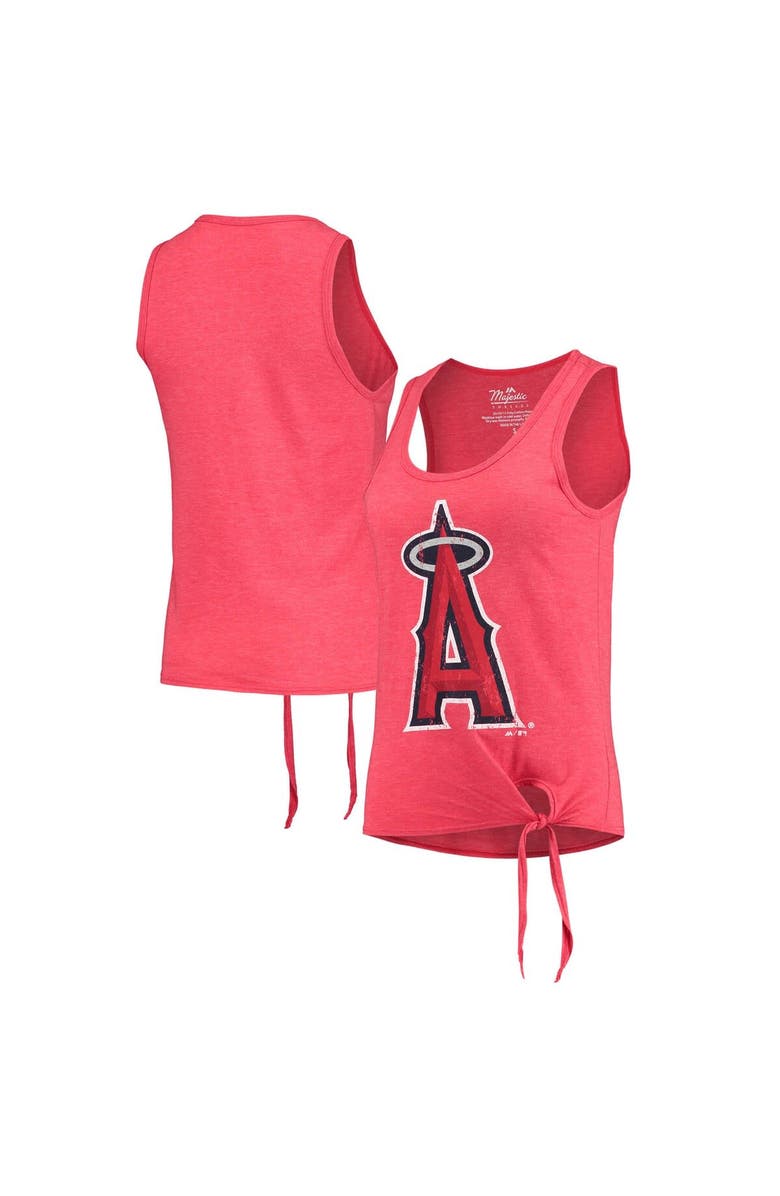 Majestic Threads Women's Majestic Threads Red Los Angeles Angels Scoop Neck Racerback Side Tie Tri-Blend Tank Top, Main, color, Red