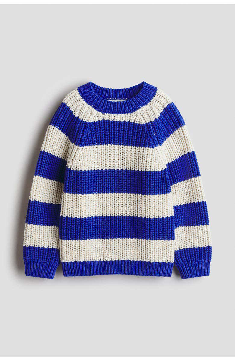 H&M Rib-knit Cotton Jumper, Main, color, Blue/White