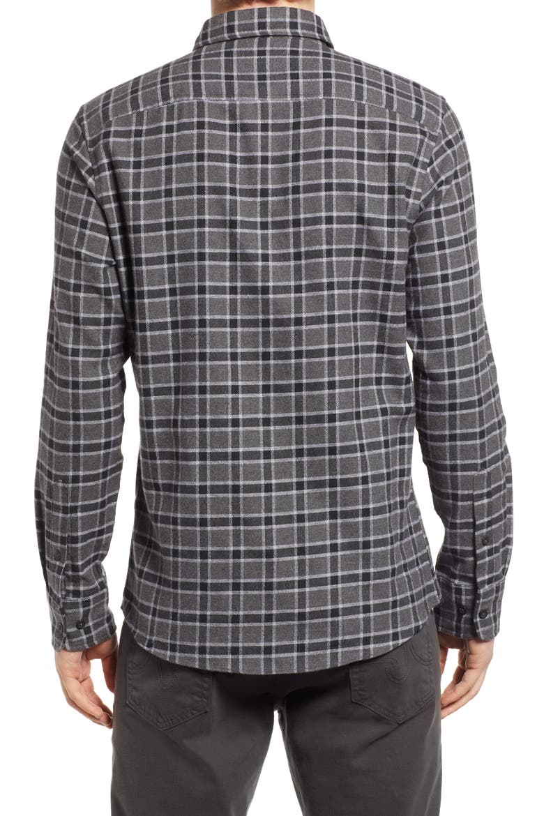 Flannel Button-Up Shirt, Alternate, color, GREY - BLACK GREGORY PLAID