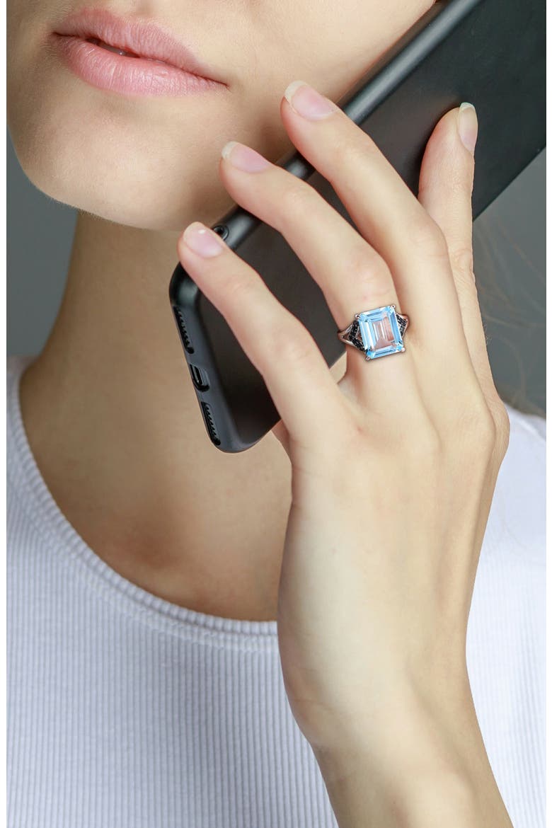Sterling Silver Sky Blue Topaz & Black Sapphire Ring, Alternate, color, BLUE