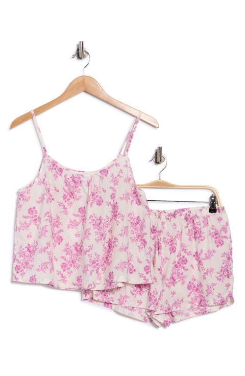 Floral Cotton Crop Camisole & Shorts Pajamas
