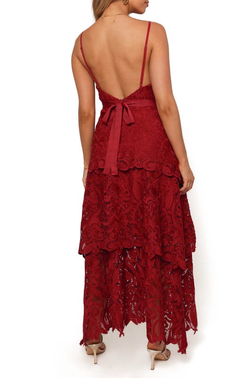 Petal And Pup Petal & Pup Elijah Lace Tulle Tiered Maxi Dress In Red