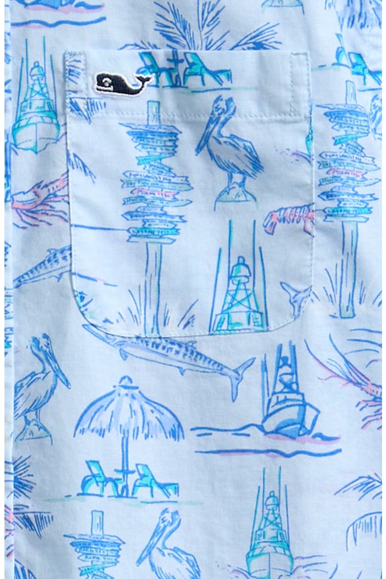 Kids' Key West Scene Print Short Sleeve Button-Up Shirt, Alternate, color, ICE WATER