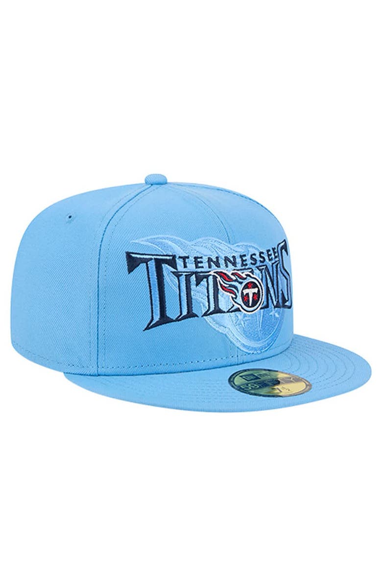 New Era Men's New Era  Light Blue Tennessee Titans Overlap Wordmark 59FIFTY Fitted Hat, Alternate, color, Light Blue