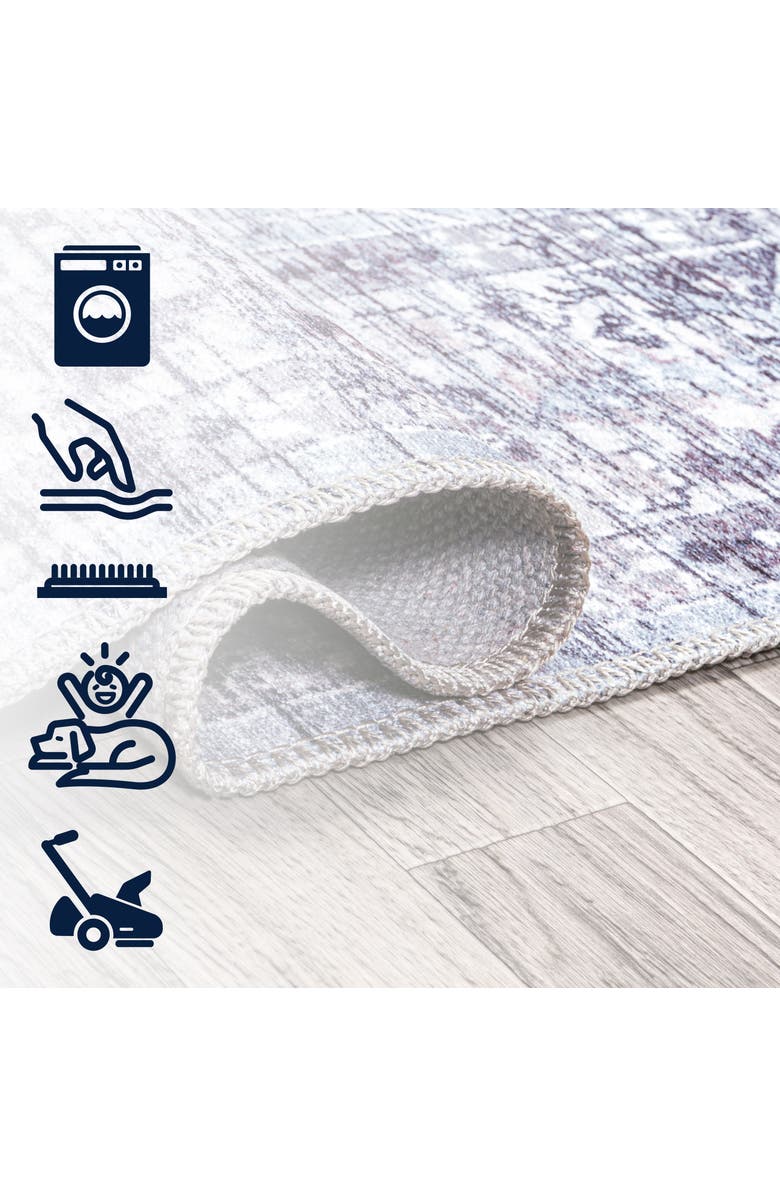 JONATHAN Y Didim Boho Medallion Machine-Washable Round Area Rug, Alternate, color, Gray/Purple