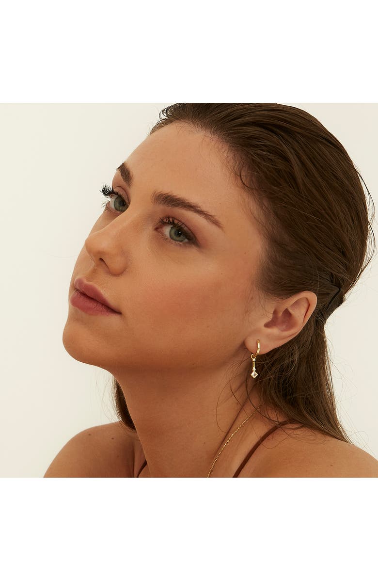 Spero London Sterling Silver Rhombus Drop Hoop Earring, Alternate, color, Gold