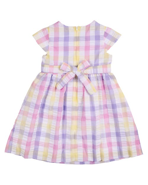 FLORENCE EISEMAN FLORENCE EISEMAN PASTEL PLAID DRESS WITH FLOWERS 