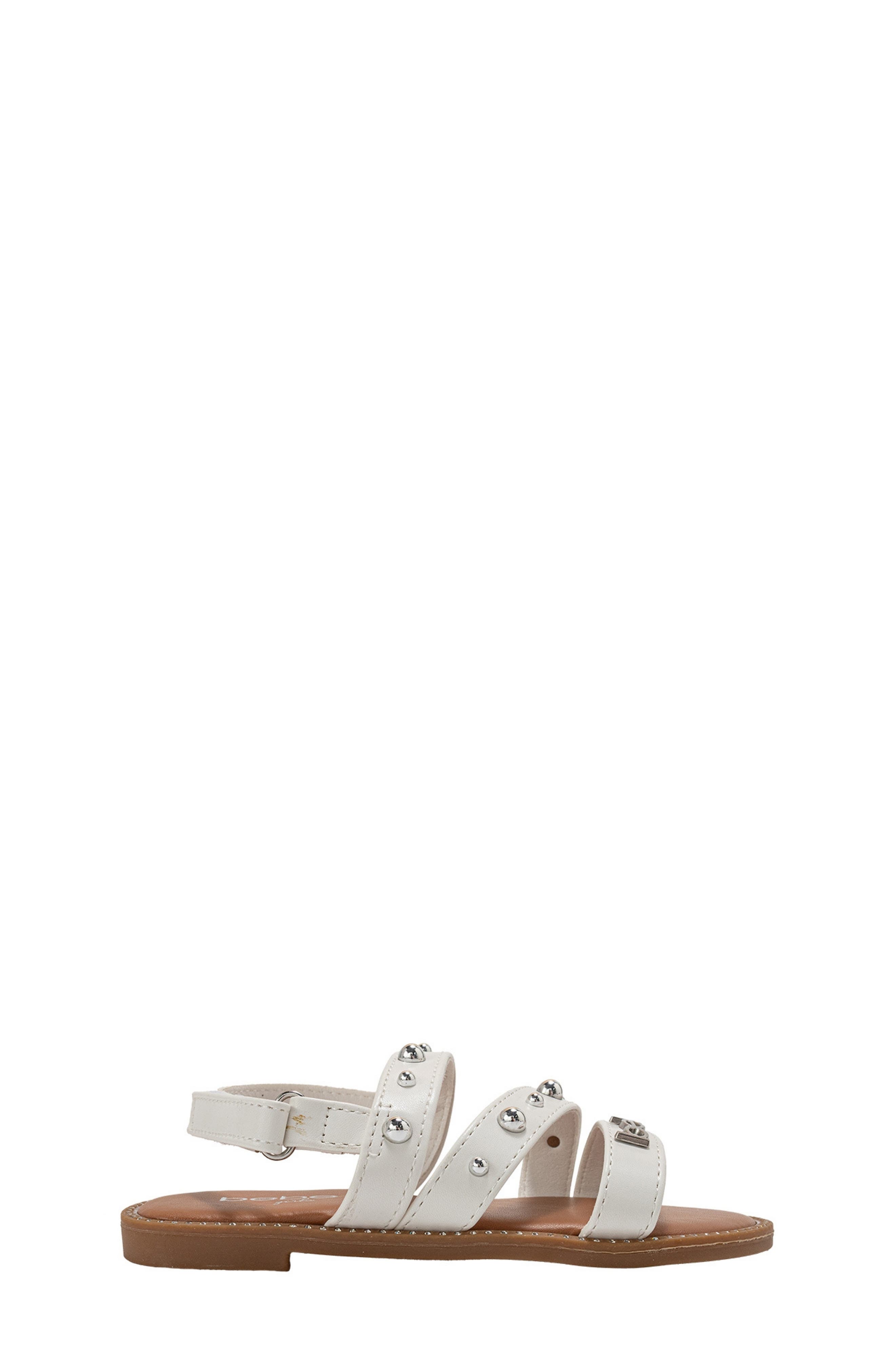 bebe Studded Strap Sandal, Alternate, color, White