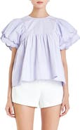 English Factory Scallop Ruffle Cotton Babydoll Top