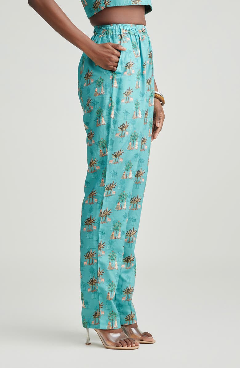 holiCHIC Print Straight Leg Pants, Alternate, color, Blue