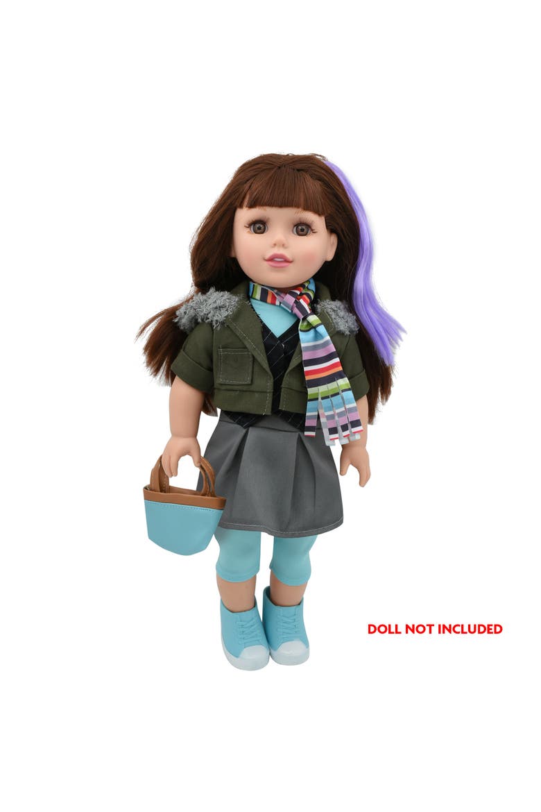 18" Doll Outfit Jacket W/ Scarf, Alternate, color, Multicolored