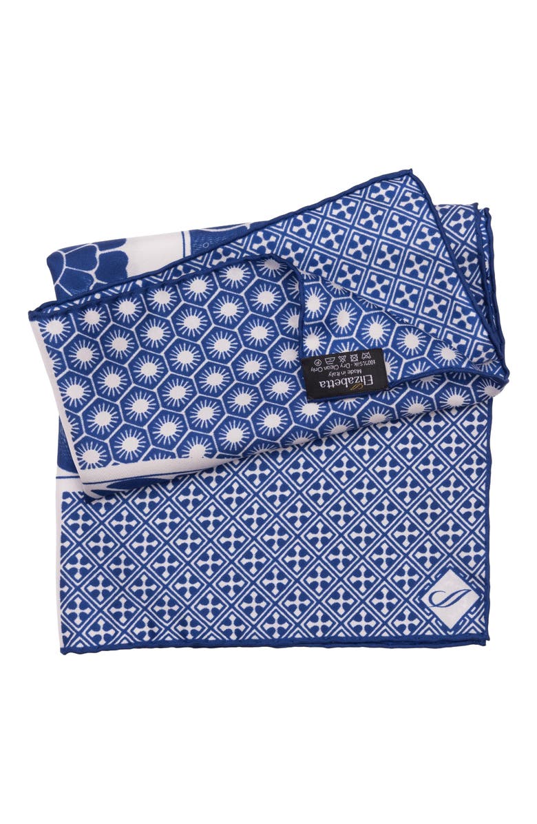 Elizabetta Monza - Silk Pocket Square for Men, Alternate, color, Blue