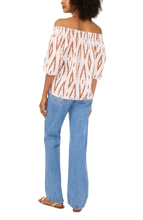 Vince Camuto Ikat Print Square Neck Top In Neutral