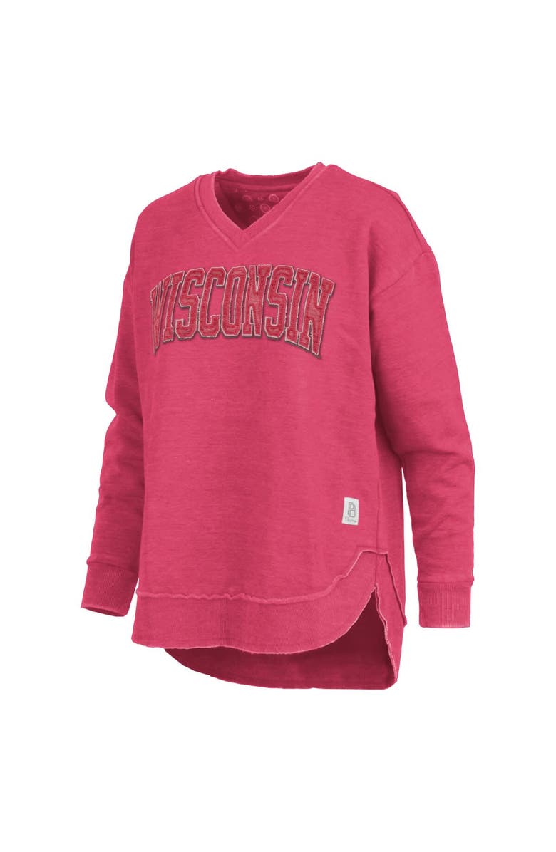 PRESSBOX Women's Pressbox Red Wisconsin Badgers Westin Poncho V-Neck Pullover Sweatshirt, Alternate, color, Red