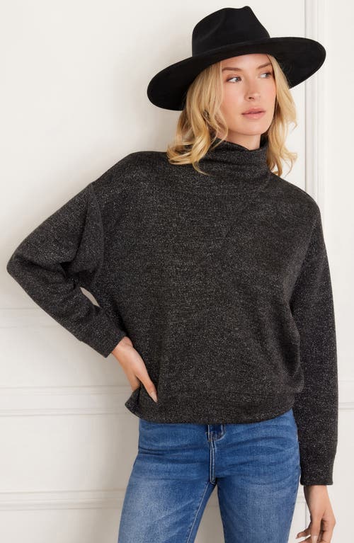 Karen Kane Metallic Faux Wrap Turtleneck Top In Gray