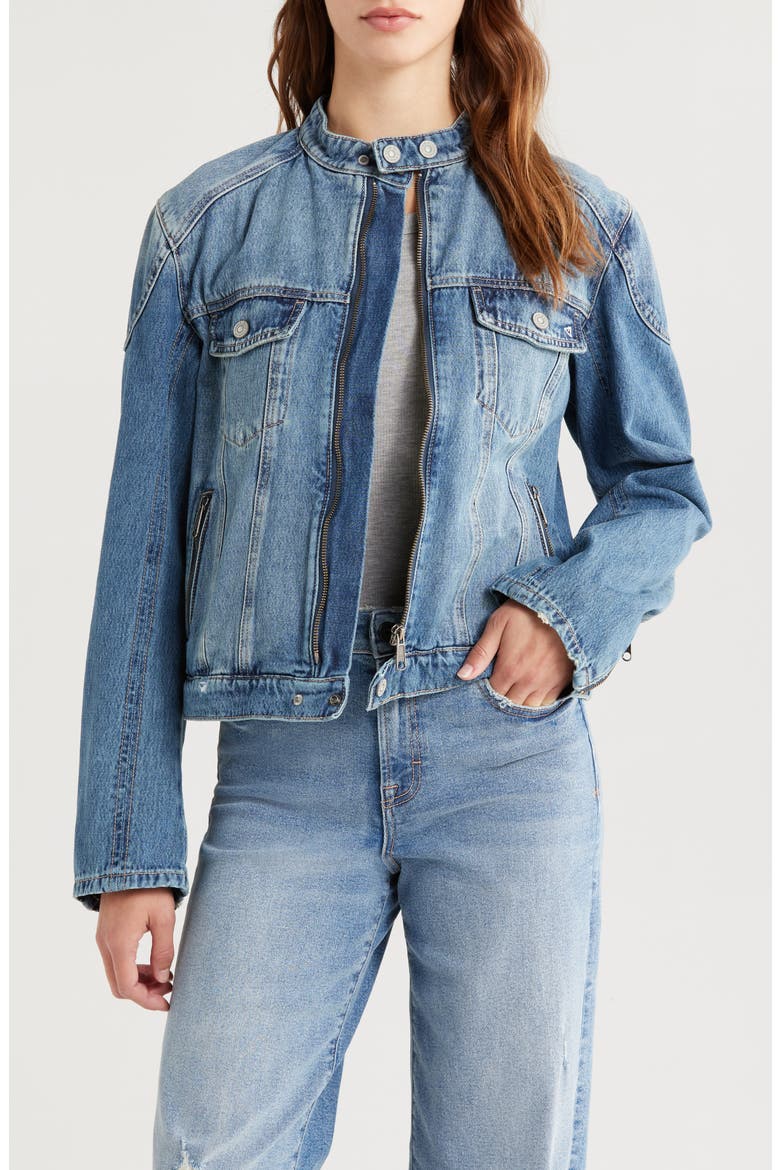 Denim Moto Jacket, Main, color, MEDIUM WASH